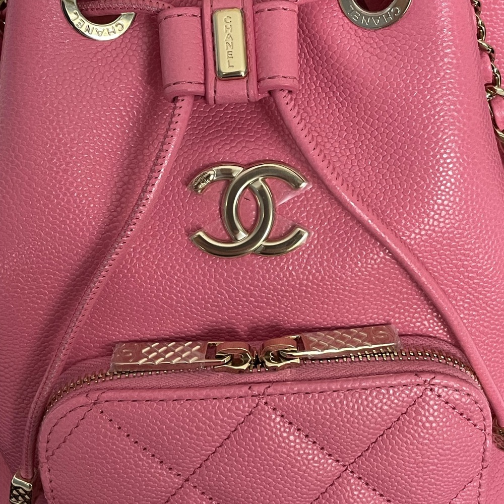 NEW 21B Chanel Bucket Bag Pink Crossbody Caviar - Picture 9 of 15